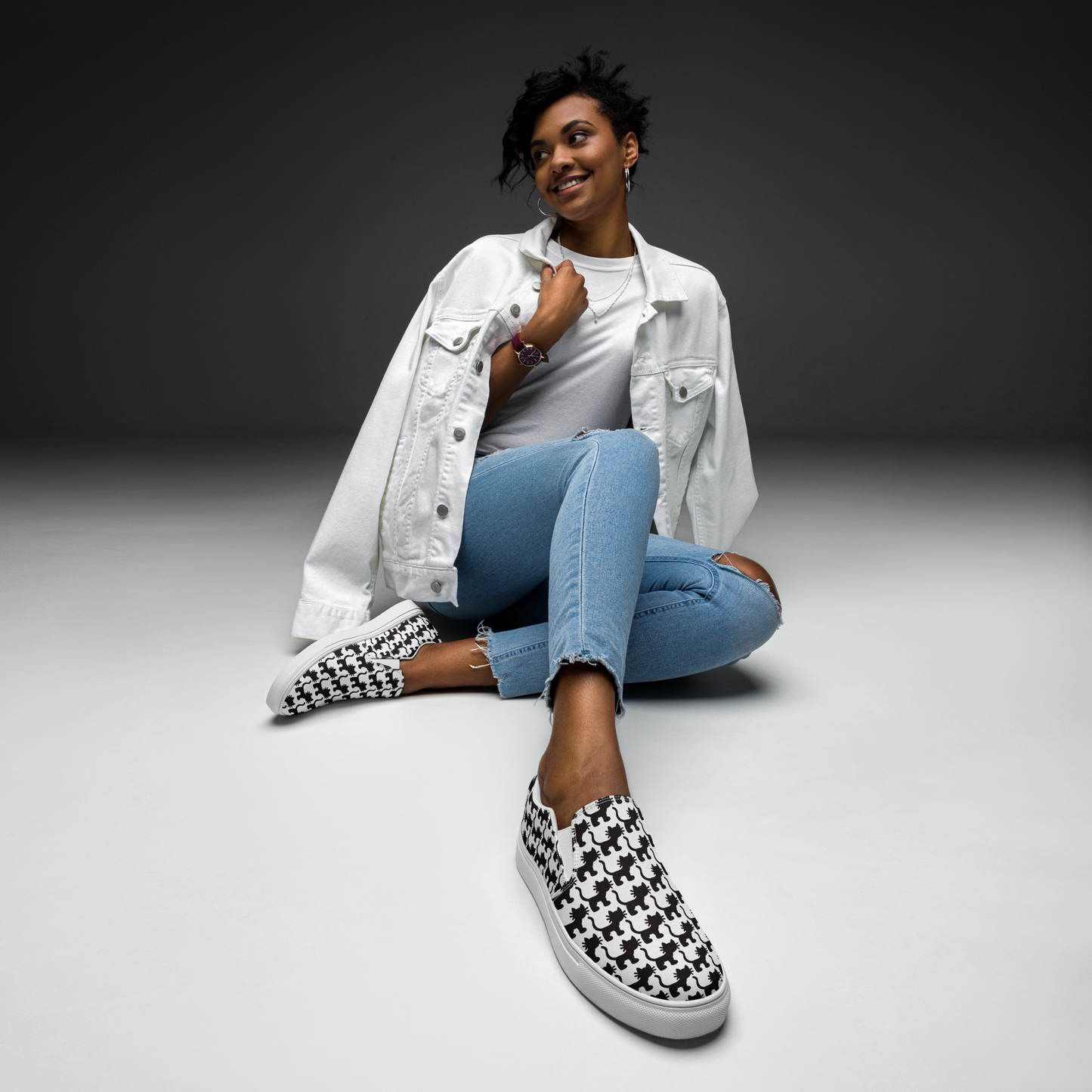 "Checker Cat" Women’s Slip-on Canvas Shoes