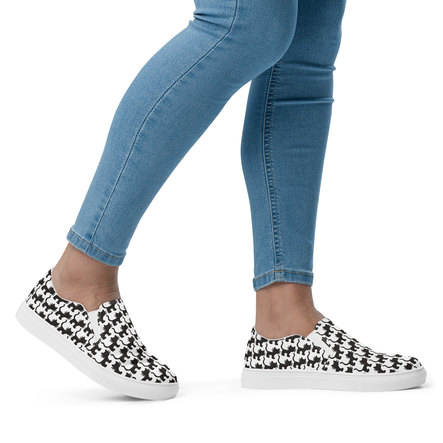 "Checker Cat" Women’s Slip-on Canvas Shoes