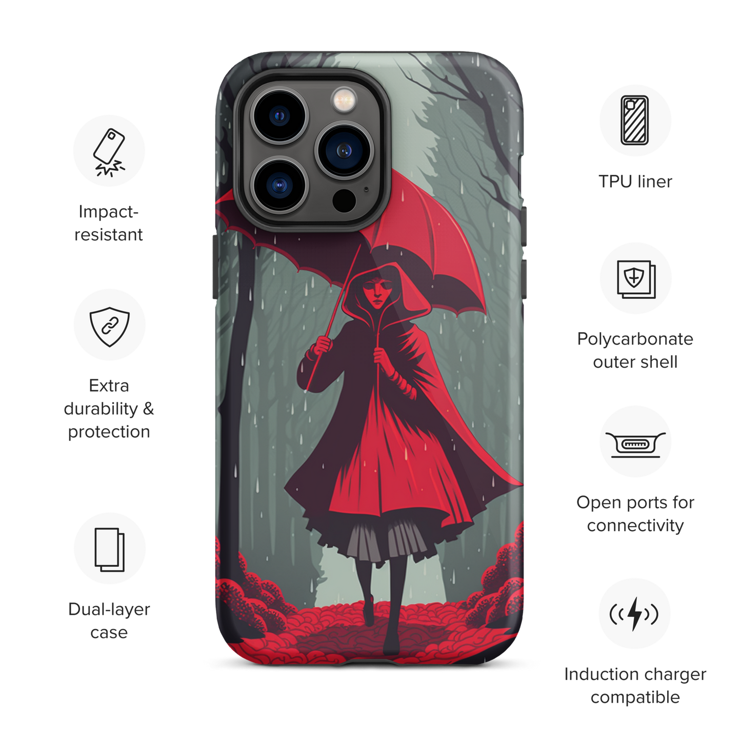 "Red in the Woods" Tough iPhone Cases